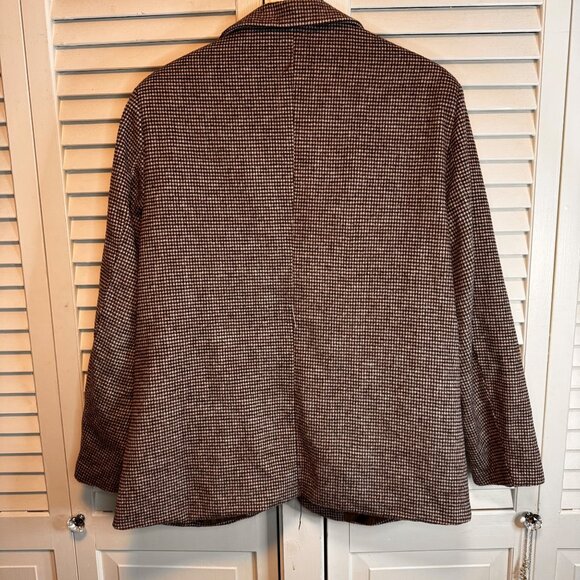 NASTY GAL COLLECTION WOMENS BROWN CHECK OVERSIZED WOOL BLEND LINED BLAZER - Picture 4 of 9
